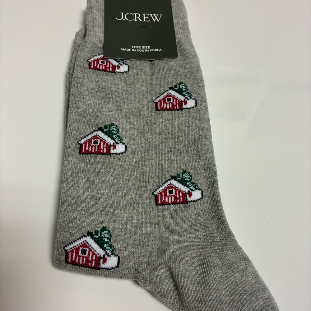 J. Crew Gray Socks (Christmas design) NEW